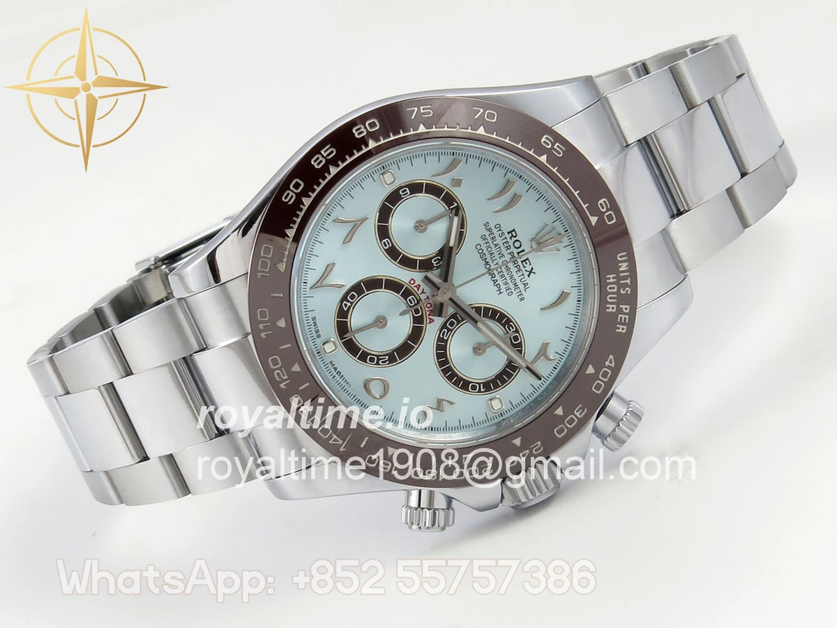 Rolex Daytona 116506 3CF Ice Blue Dial Arabic Markers on SS Bracelet SH4130 V2 - Image 7