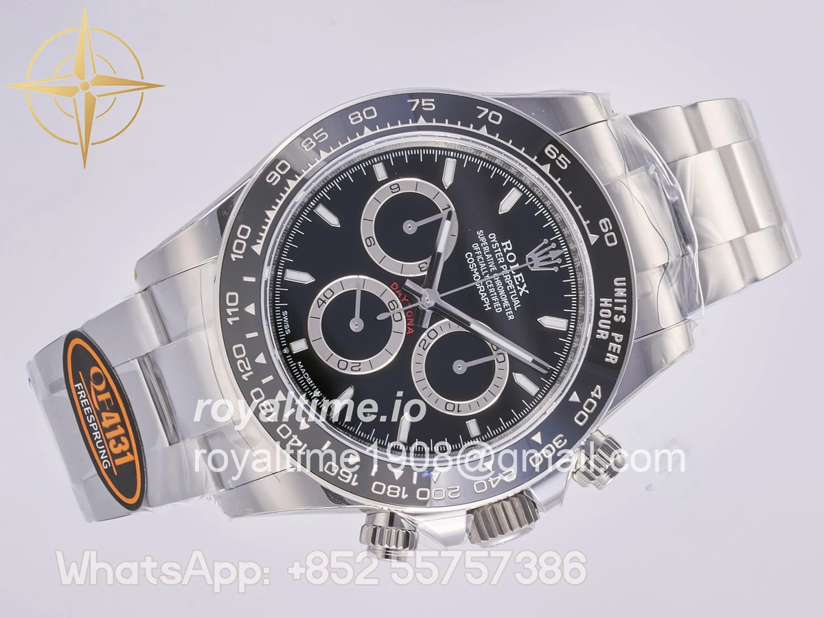 Rolex Daytona 126500 QF 904L Steel Black Dial on SS Bracelet JH4131 (Free Sprung) - Image 7