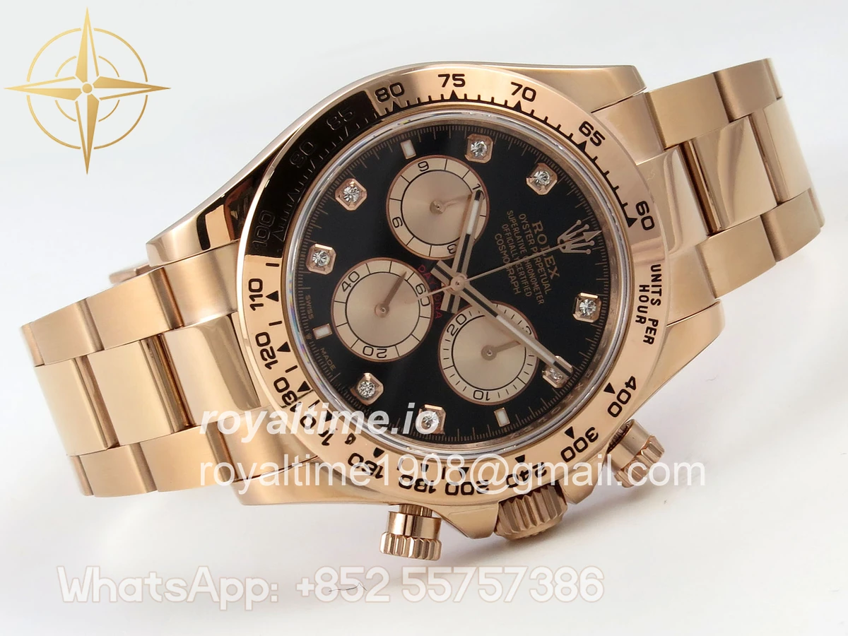 Rolex Daytona 126505 RG UFO Black/RG Diamonds Dial on RG Bracelet UF4131 (Free Sprung) - Image 7