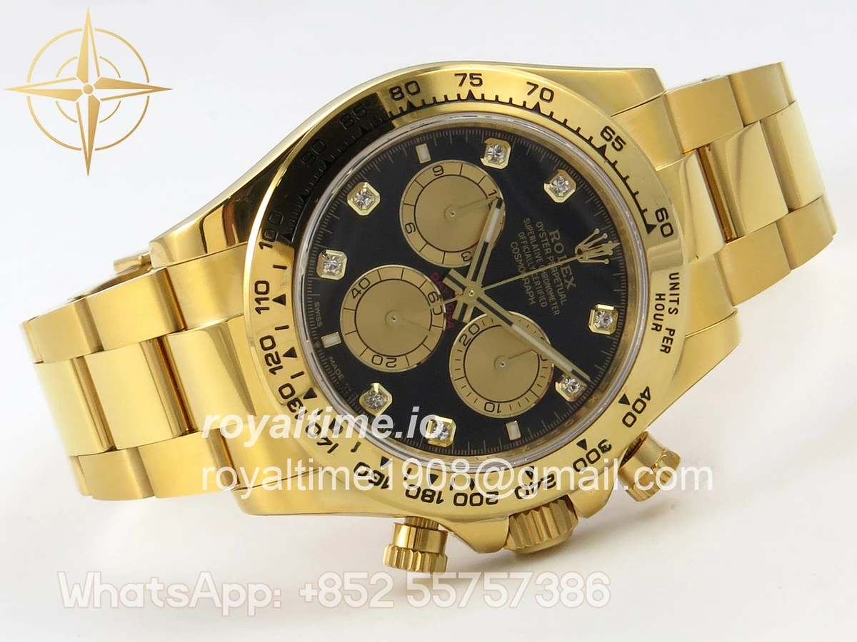 Rolex Daytona 126508 YG UFO Black/YG Diamonds Dial on YG Bracelet UF4131 (Free Sprung) - Image 7