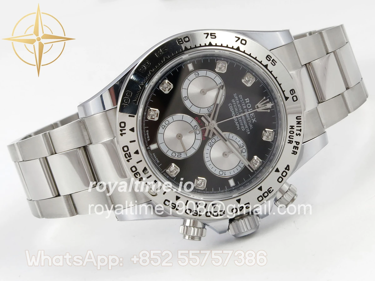 Rolex Daytona 126509 BTF Black/Silver Diamonds Dial on SS Braclet DD4131 (Weighted) 220g - Image 7
