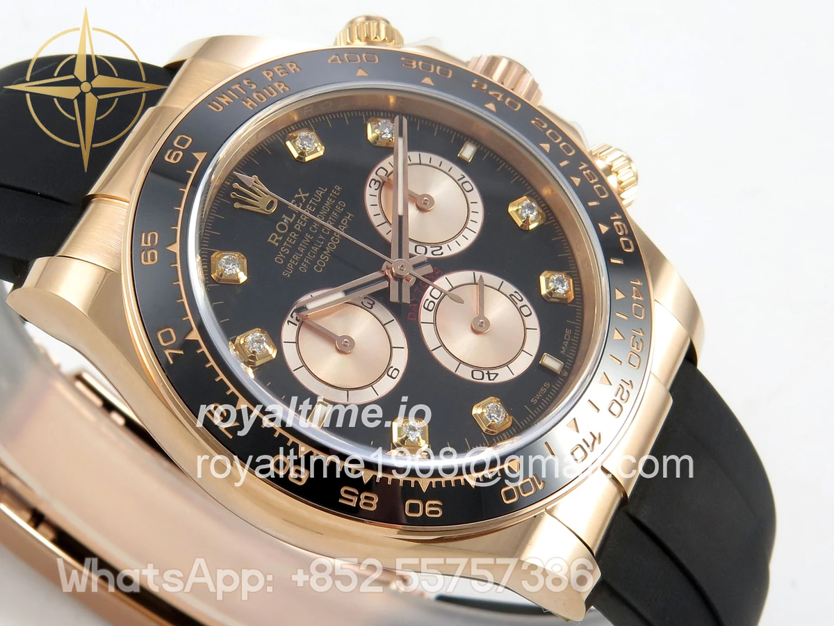 Rolex Daytona 126515 ARF Black/RG Diamonds Dial on Oysterflex Strap DD4131 V2 (Weighted) - Image 7