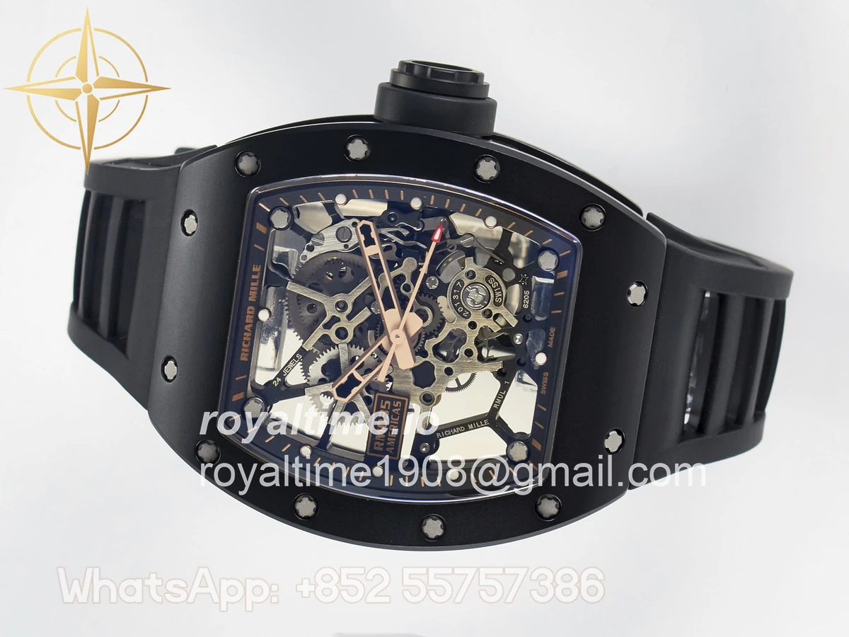 Richard Mille RM035-02 RG Black Ceramic SONIC Skeleton Dial on Black Rubber Strap RMUL1 - Image 7