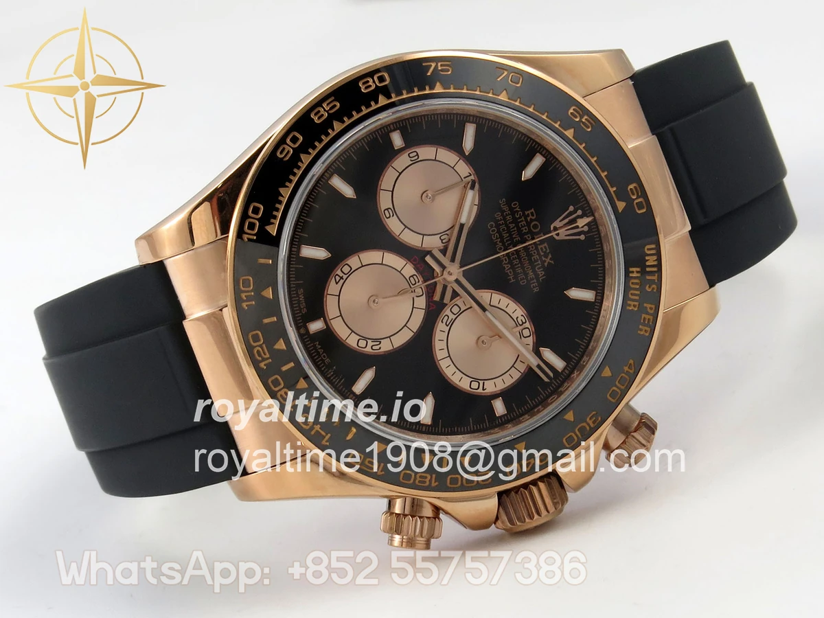 Rolex Daytona 126515 QF Black/RG Dial on Oysterflex Strap JH4131 V18 (Free Sprung) Weighted 157g - Image 7