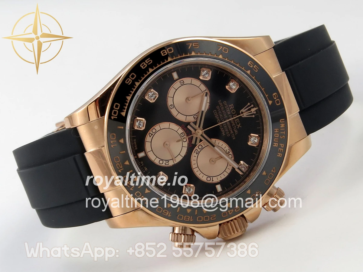 Rolex Daytona 126515 QF Black/RG Diamonds Dial on Oysterflex Strap JH4131 V18 (Free Sprung) Weighted 157g - Image 7