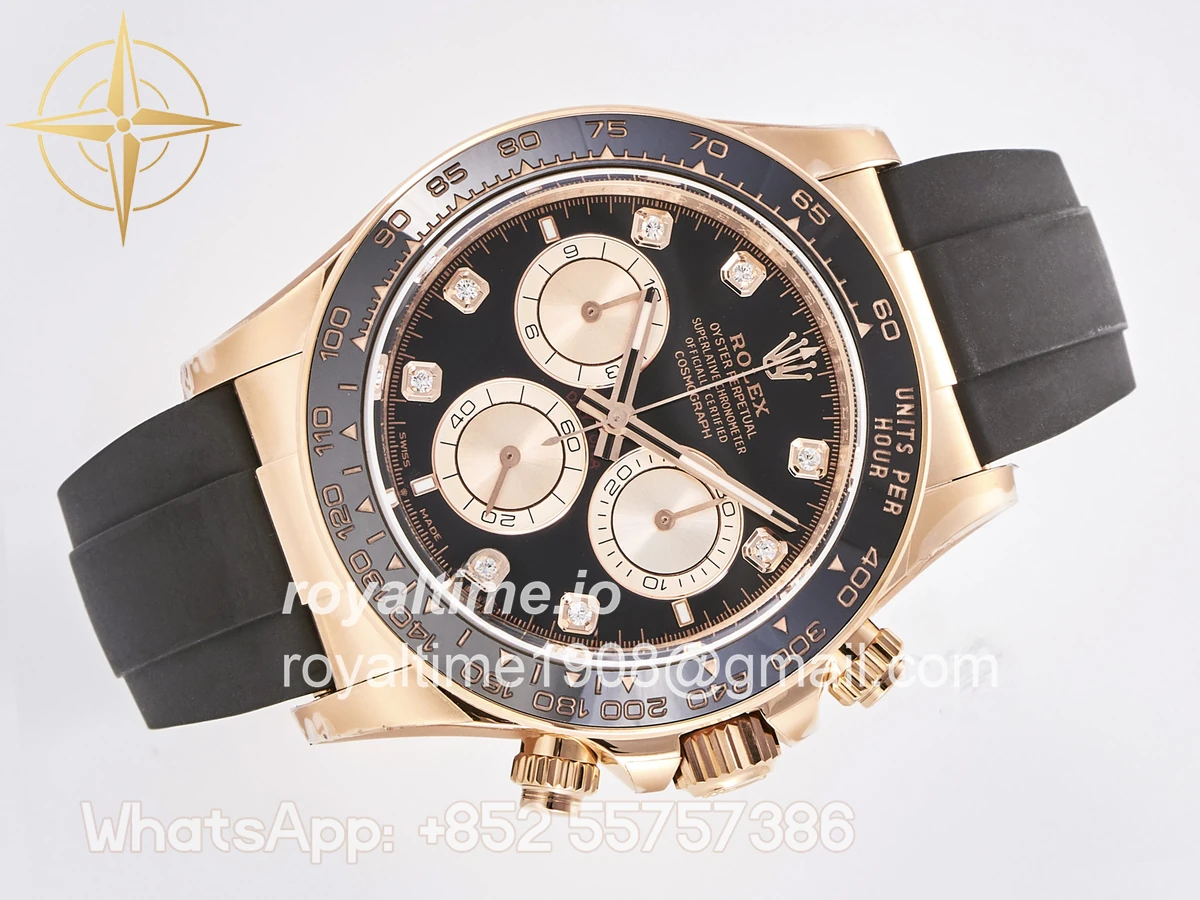 Rolex Daytona 126515 TMF Black/RG Diamonds Dial on Oysterflex Strap DD4131 - Image 7