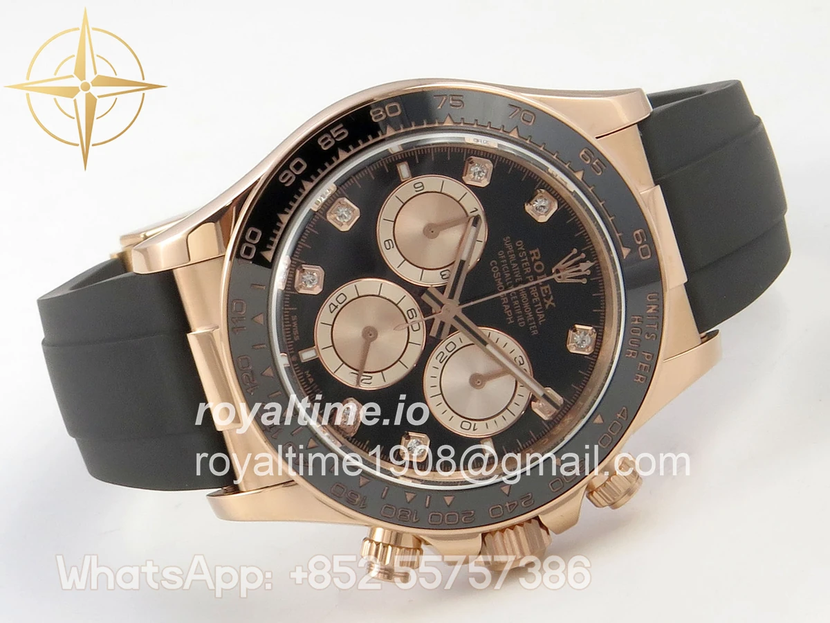 Rolex Daytona 126515 TMF Black/RG Diamonds Dial on Oysterflex Strap DD4131(162g) - Image 7