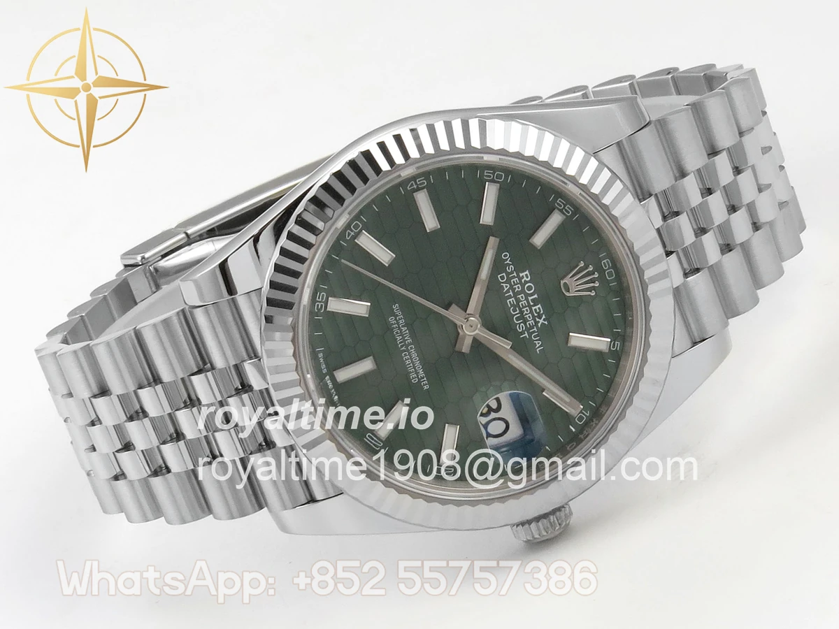Rolex DateJust 41 126334 SCF 904L Steel Green Textured Stick Dial on Jubilee Bracelet A3235 - Image 7