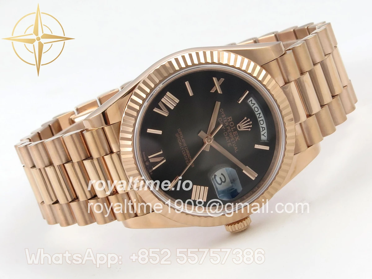 Rolex Day Date 40 RG TMF Brown Ombre Roman Dial on President Bracelet VR3255 (220g) - Image 7