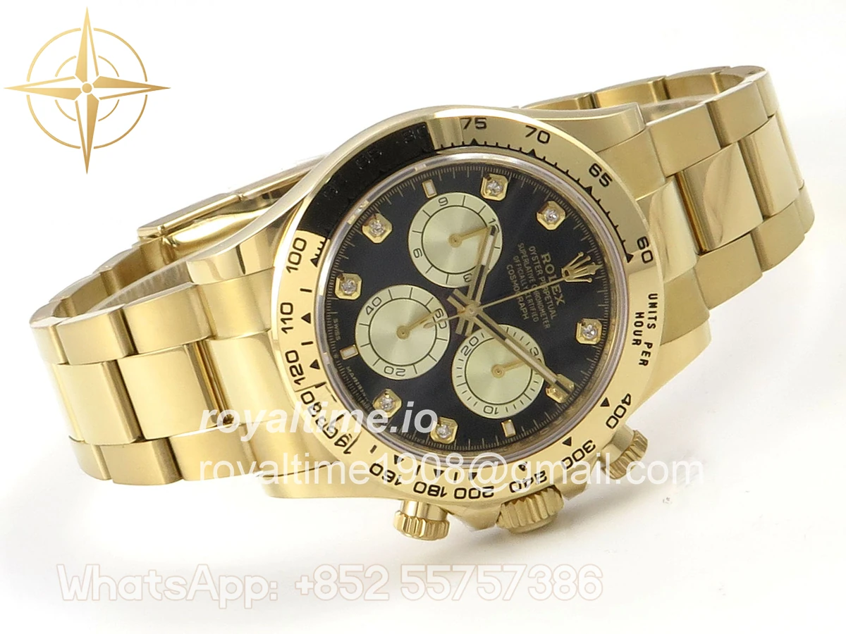 Rolex Daytona 126508 AVF Black/YG Diamonds Dial on YG Bracelet DD4131 (Mod) - Image 7