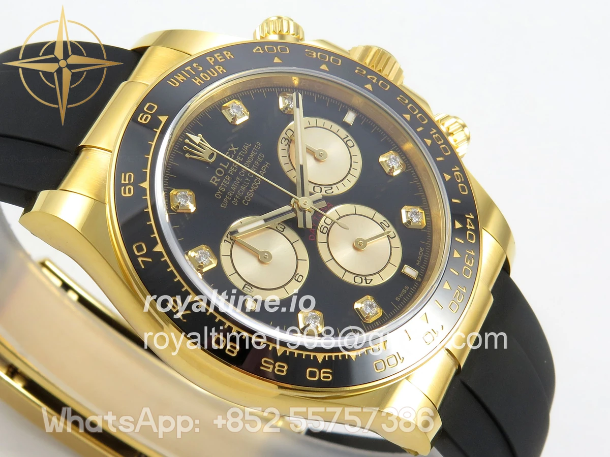 Rolex Daytona 126518 ARF Black/YG Diamonds Dial on Oysterflex Strap DD4131 V2 (Weighted) - Image 7