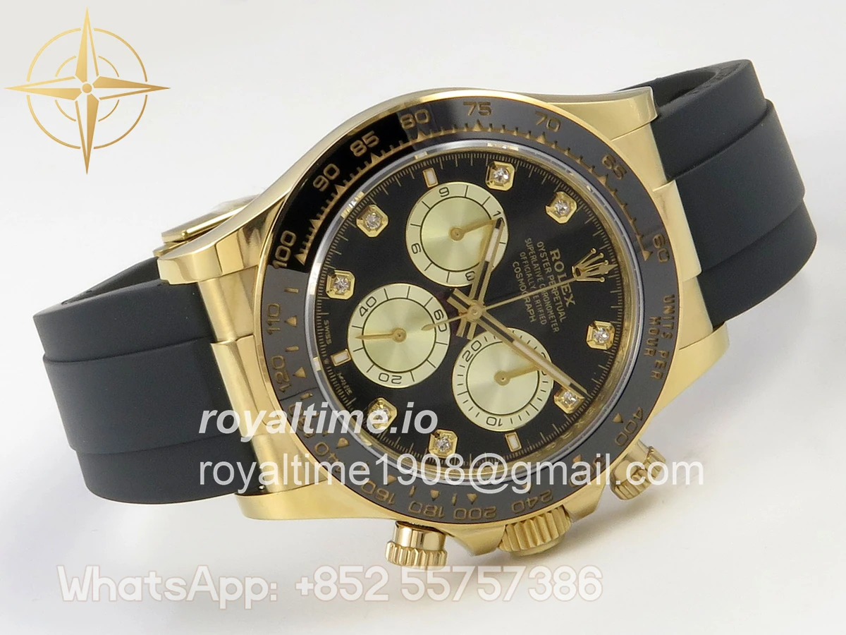 Rolex Daytona 126518 AVF Black/YG Diamonds Dial on Oysterflex Strap DD4131 (Mod) - Image 7