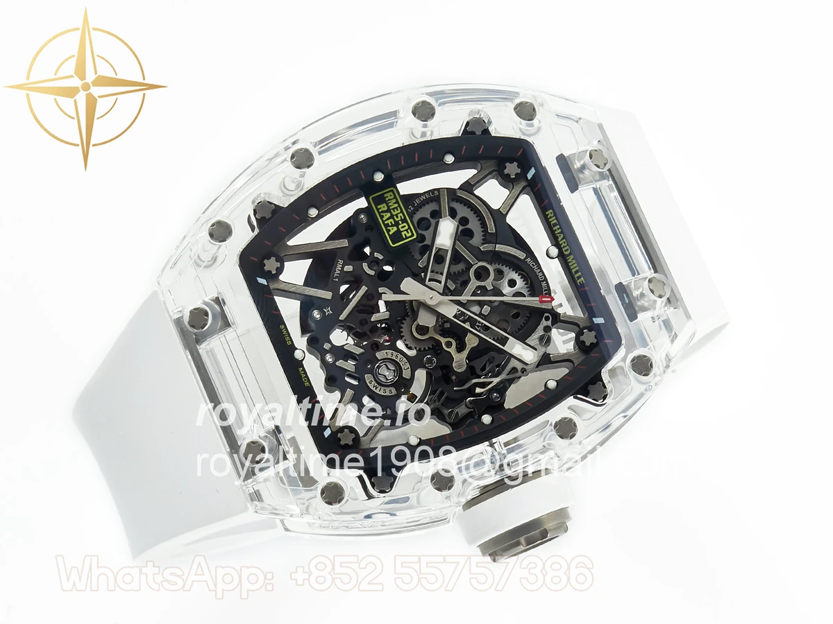 Richard Mille RM035 TRANSPARENT SONIC Skeleton Dial on White Rubber Strap RMUL2 V2 - Image 7