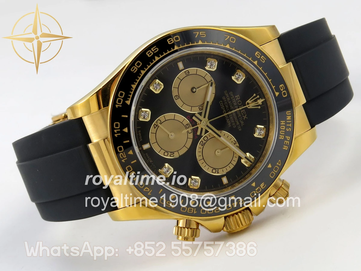 Rolex Daytona 126518 QF Black/YG Diamonds Dial on Oysterflex Strap JH4131 V18 (Free Sprung) Weighted 157g - Image 7