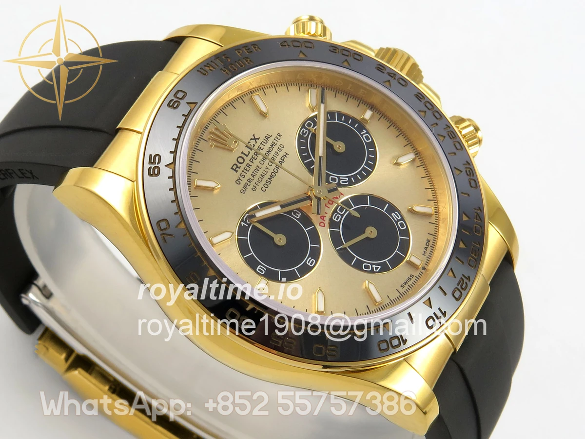 Rolex Daytona 126518 TMF YG/Black Dial on Oysterflex Strap SH4131 (Weighted) - Image 7