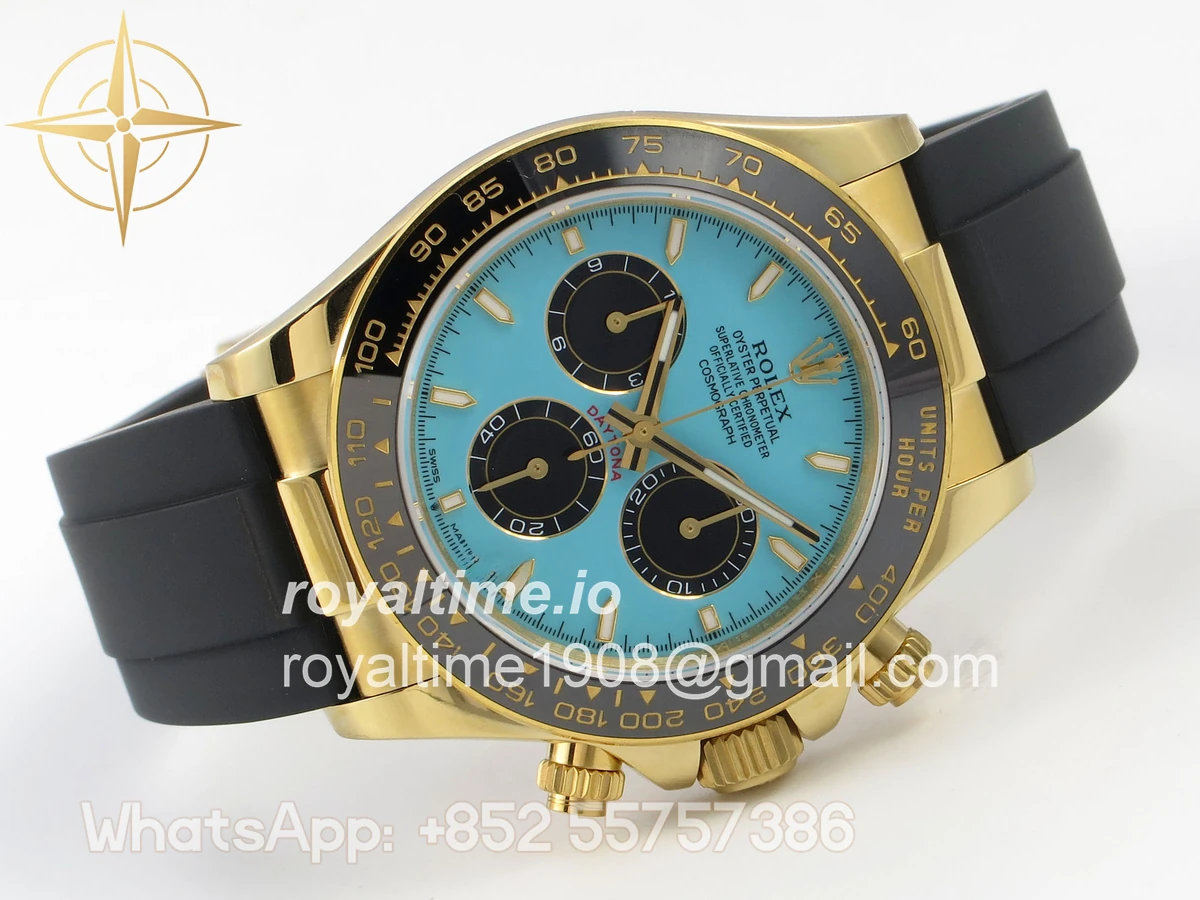 Rolex Daytona 126518 YG 3CF Tiffany Turquoise Blue Dial on Oysterflex Strap DD4131 (Gain Weight) - Image 7
