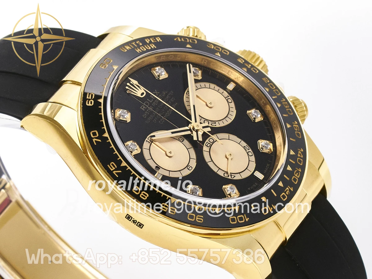 rolex Daytona 126518 YG ARF Black/YG Diamonds Dial on Oysterflex Strap DD4131 V2 (Weighted) - Image 7