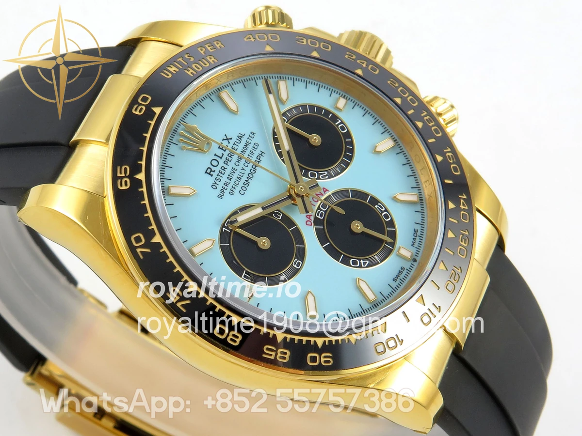 Rolex Daytona 126518 YG Clean Plus Tiffany Blue Dial on Black Rubber Strap DD4131 - Image 7