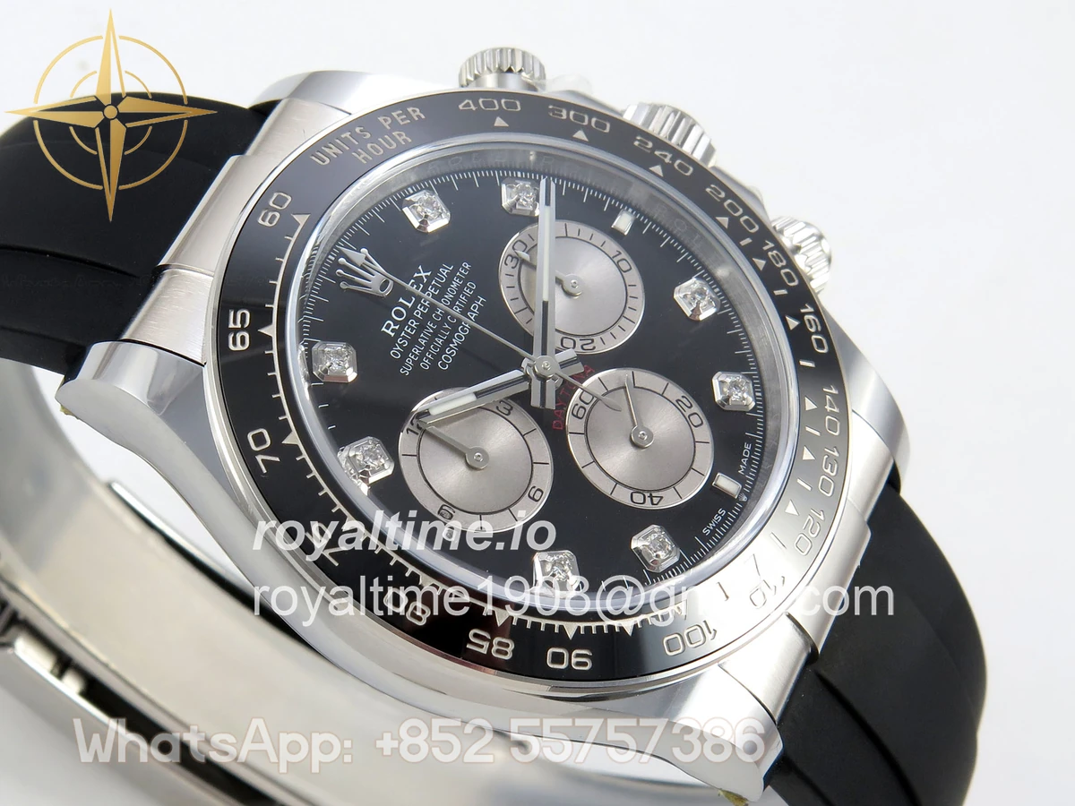 Rolex Daytona 126519 ARF Black/Silver Diamonds Dial on Oysterflex Strap DD4131 V2 (Weighted) - Image 7