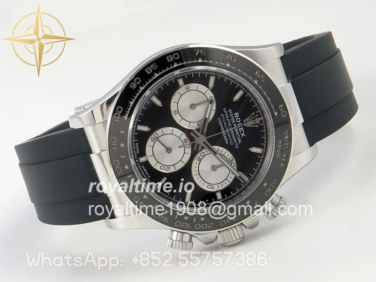 Rolex Daytona 126519 AVF Black/Silver Dial on Oysterflex Strap DD4131 (Mod) - Image 7