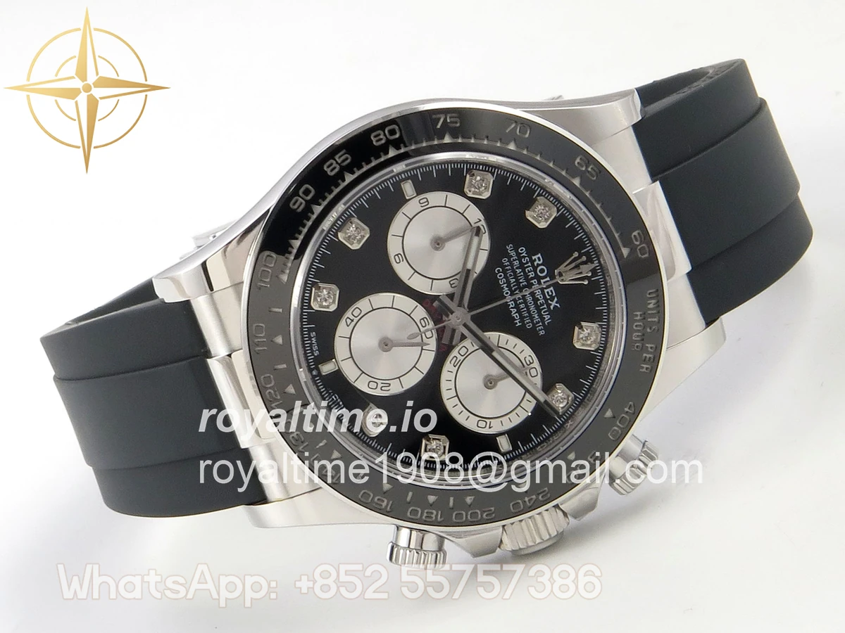 Rolex Daytona 126519 AVF Black/Silver Diamonds Dial on Oysterflex Strap DD4131 (Mod) - Image 7