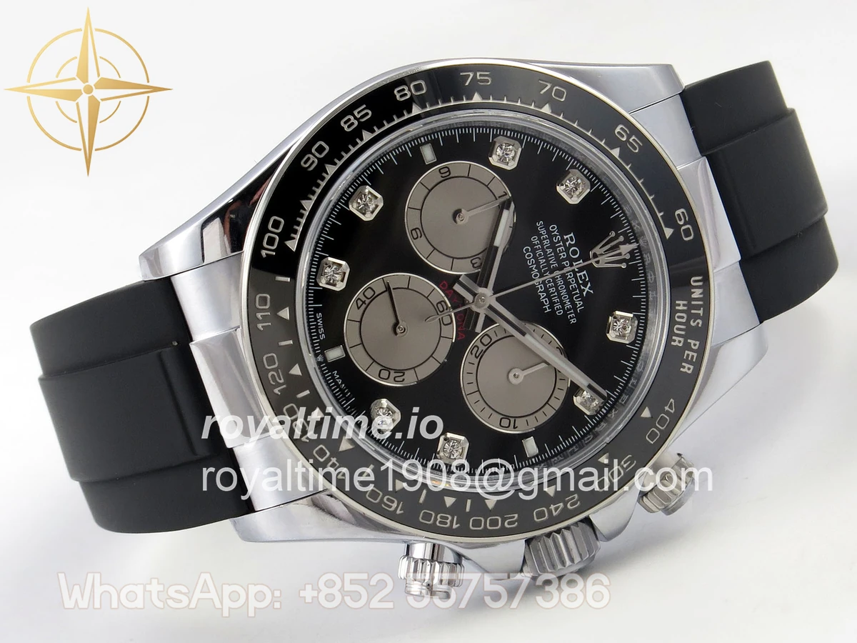 Rolex Daytona 126519 QF Black/Silver Diamonds Dial on Oysterflex Strap JH4131 V18 (Free Sprung) Weighted 157g - Image 7