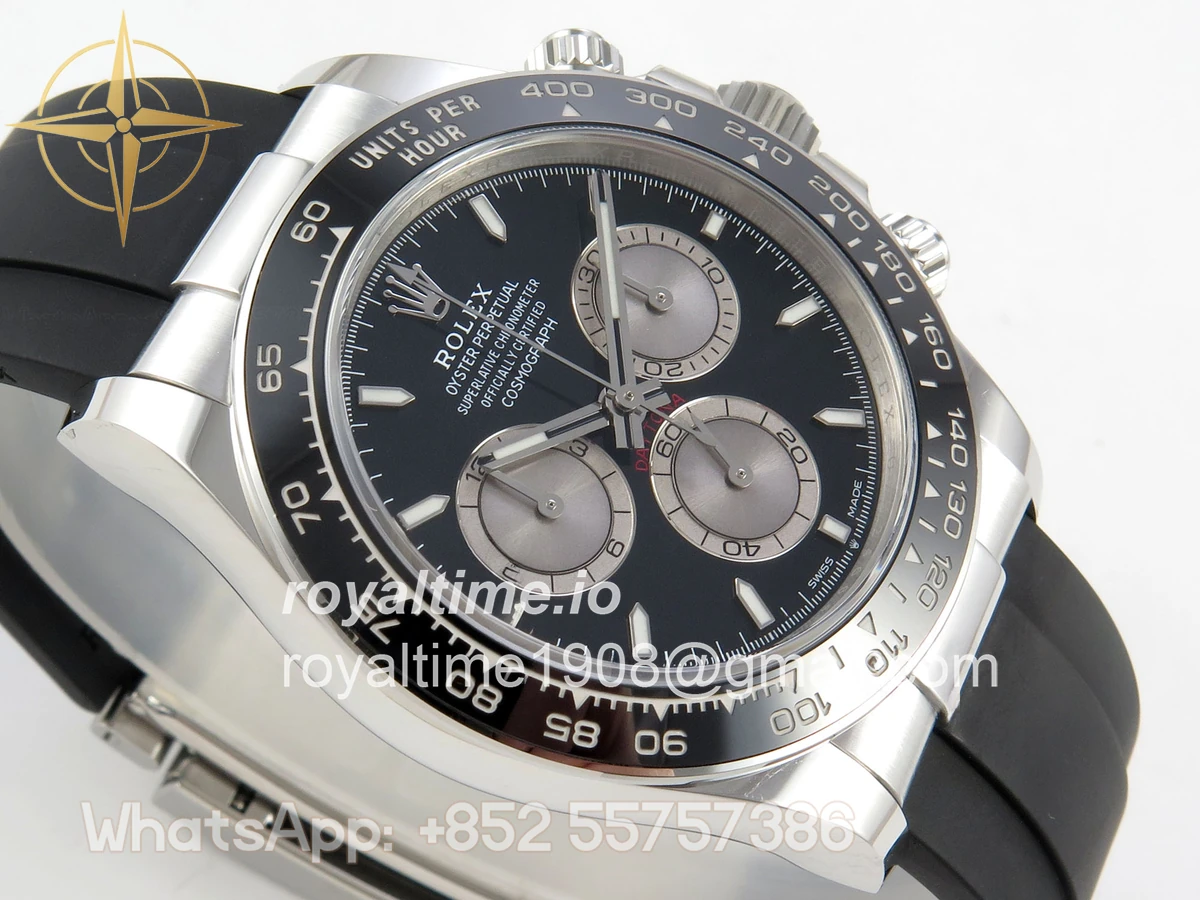 Rolex Daytona 126519 SS Clean Plus Black/Gray Dial on Black Rubber Strap DD4131 - Image 7