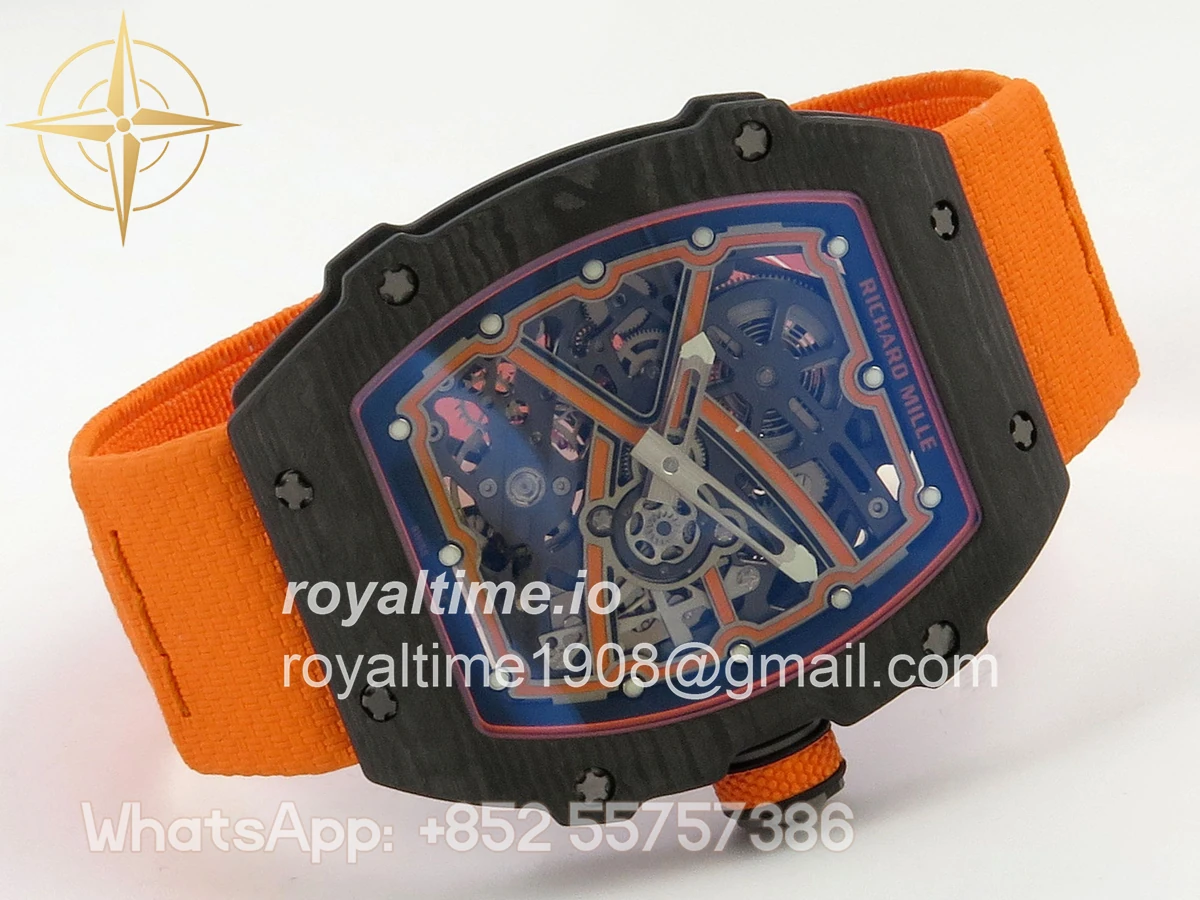 Richard Mille AVF RM67-02 McLaren Black NTPT Spain Skeleton Dial on Orange Elastic strap CRMA7 - Image 7