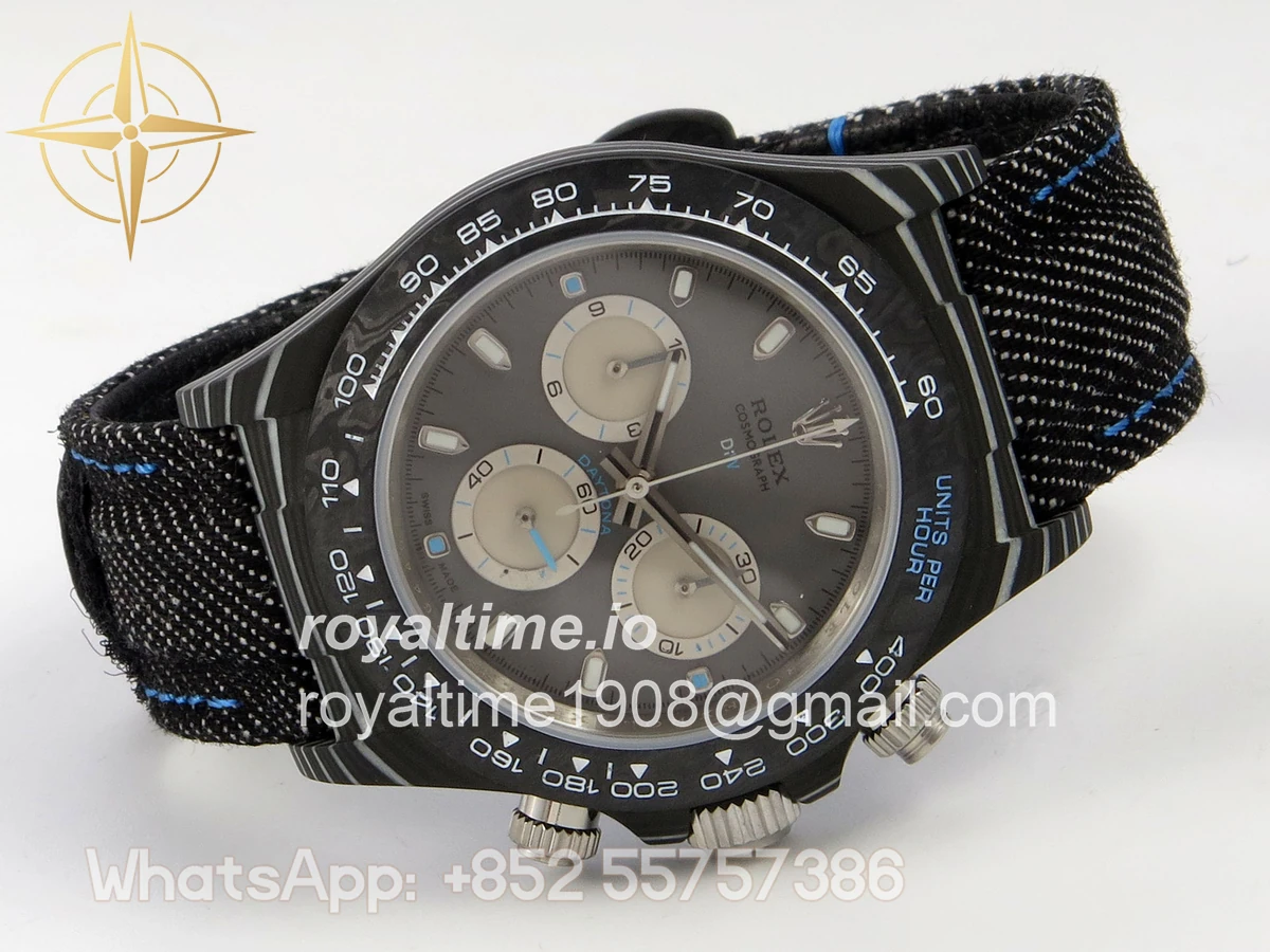 Rolex Daytona DIW Black Carbon Case DIWF Edition Gray/White Dial on Black Nylon Strap DD4801 - Image 7