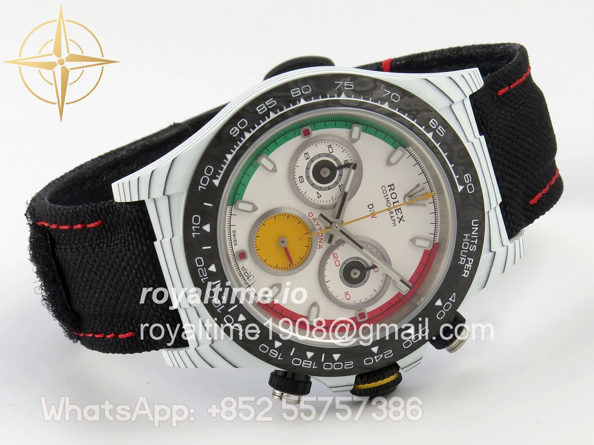 Rolex Daytona DIW Ferrari White Carbon DIWF White Dial on Black Nylon Strap DD4801 - Image 7