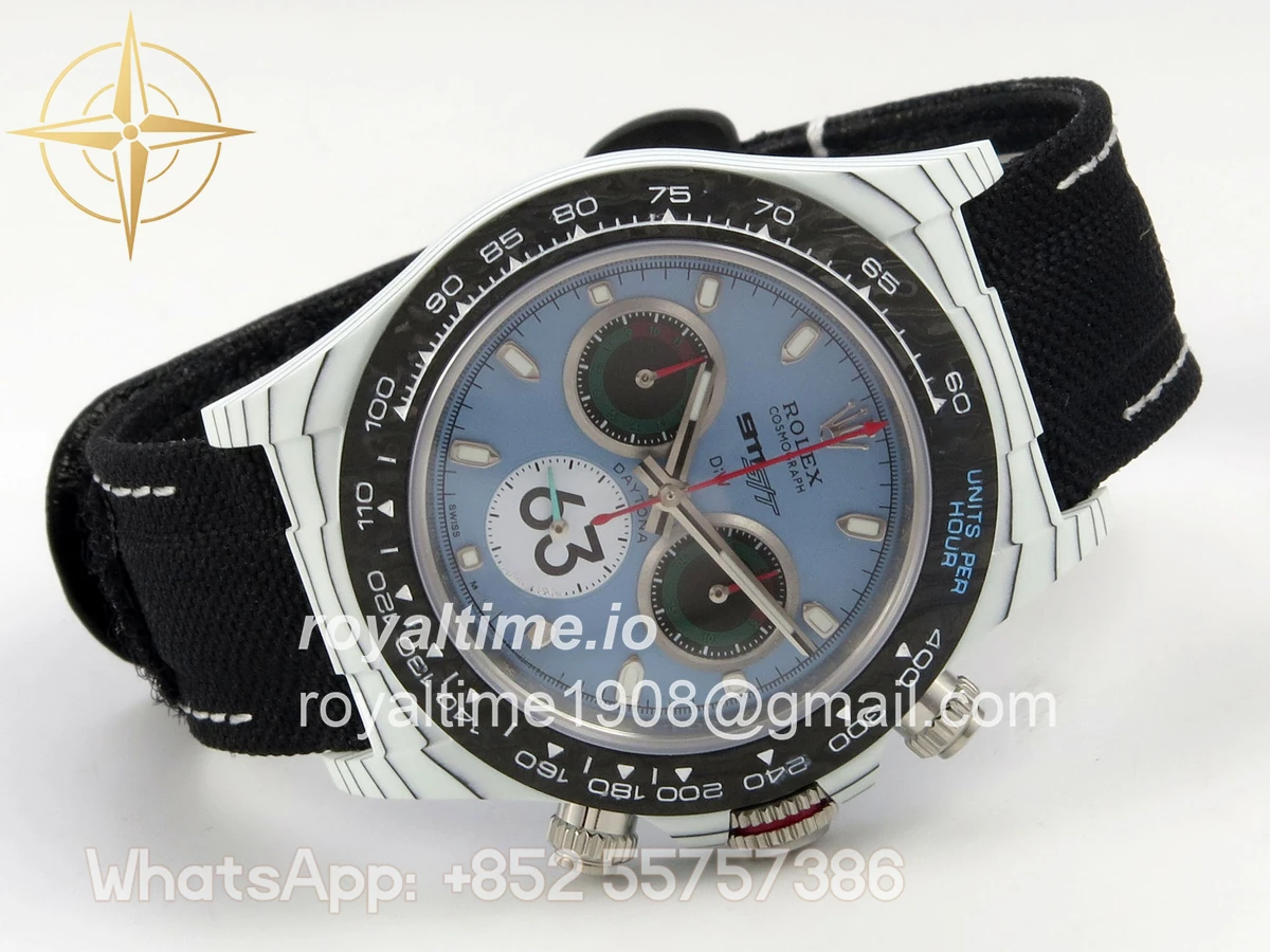 Rolex Daytona DIW Porsche 911 s/t White Carbon DIWF Blue Dial on Black Nylon Strap DD4801 - Image 7
