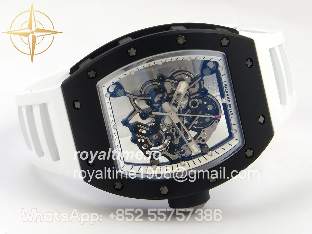 Richard Mille RM055 Black Ceramic APSF on White Inner Bezel on White Rubber Strap RMUL2 - Image 7