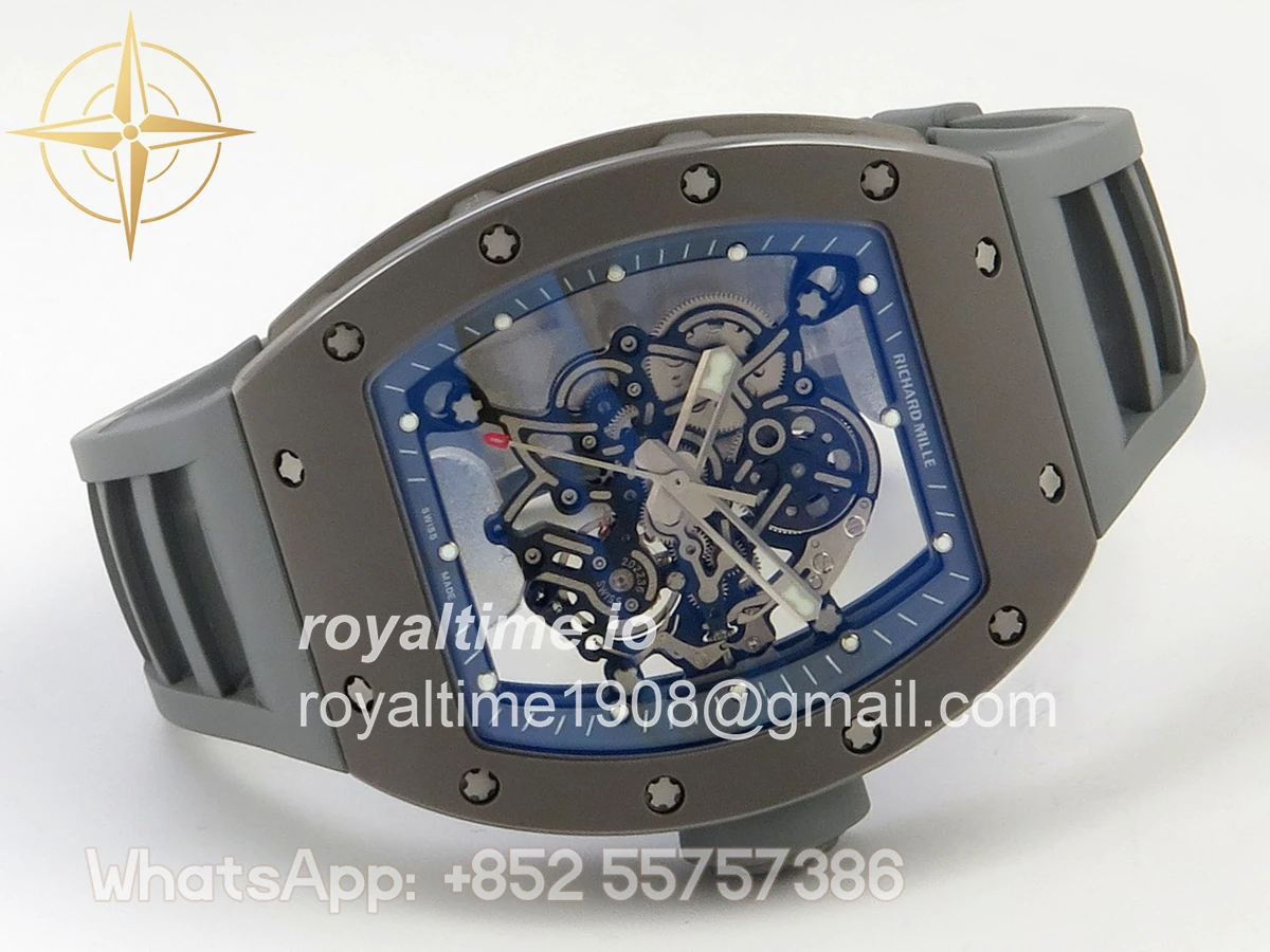 Richard Mille RM055 Gray Ceramic MLF on Gray Rubber Strap RMUL2 V2 (Brushed Ribs) - Image 7