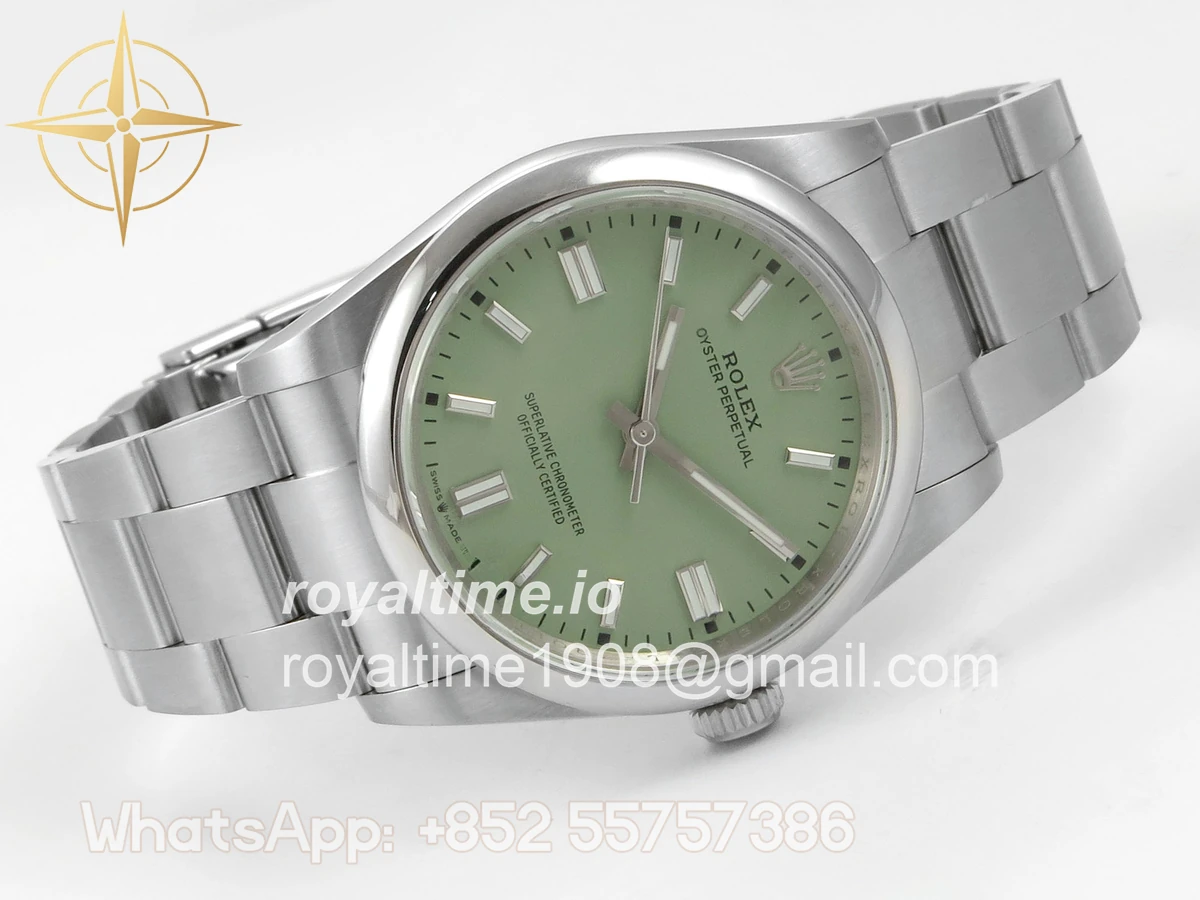 Rolex Oyster Perpetual 36mm 126000 QF 904L Steel Pistachio Green Dial on SS Bracelet A23J - Image 7