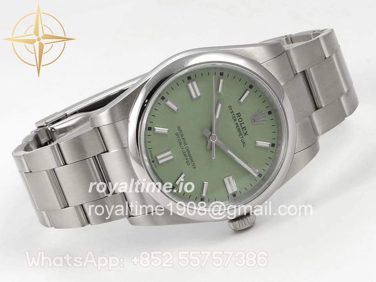 Rolex Oyster Perpetual 36mm 126000 QF 904L Steel Pistachio Green Dial on SS Bracelet A2824 - Image 7