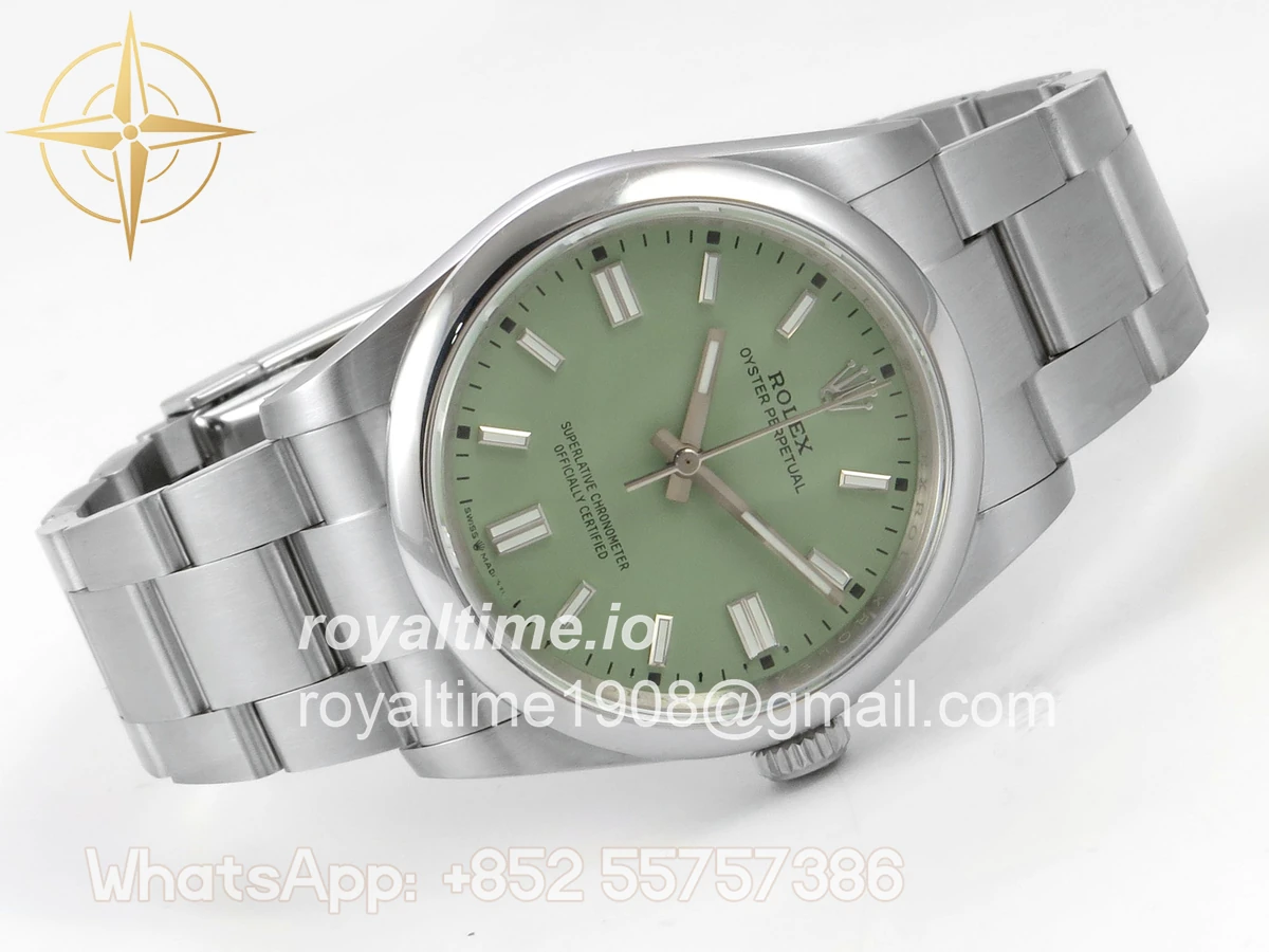 Rolex Oyster Perpetual 36mm 126000 QF 904L Steel Pistachio Green Dial on SS Bracelet VR3230 - Image 7