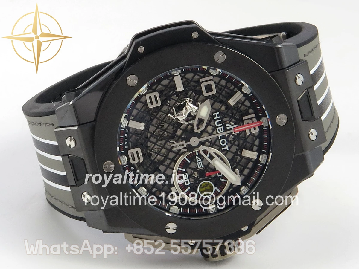 Hublot Big Bang Ferrari Speciale Ceramic HBBF on Gray Gummy Strap A1241 - Image 7