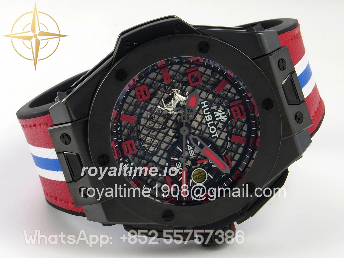 Hublot Big Bang Ferrari Speciale Ceramic HBBF on Red Gummy Strap A1241 - Image 7