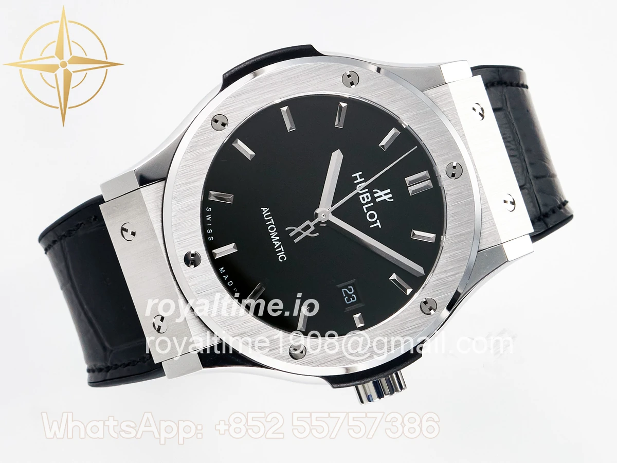Hublot Classic Fusion Bang 42mm HBF Black Dial on Black Leather Strap A2892 - Image 7