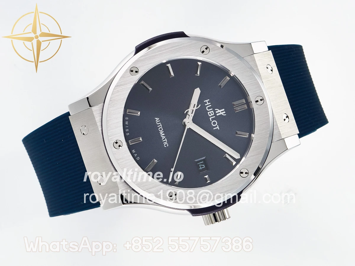 Hublot Classic Fusion Bang 42mm HBF Blue Dial on Blue Rubber Strap A2892 - Image 7