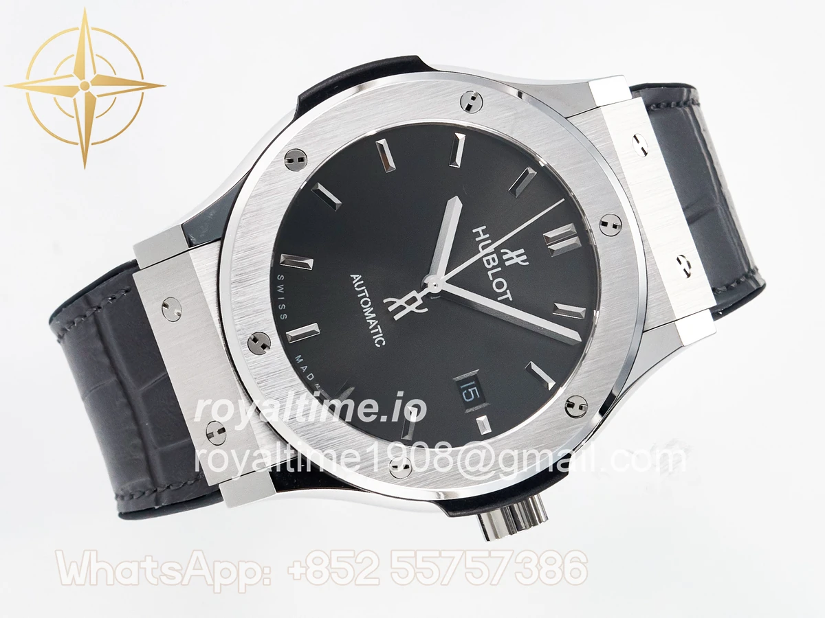 Hublot Classic Fusion Bang 42mm HBF Gray Dial on Gray Leather Strap A2892 - Image 7