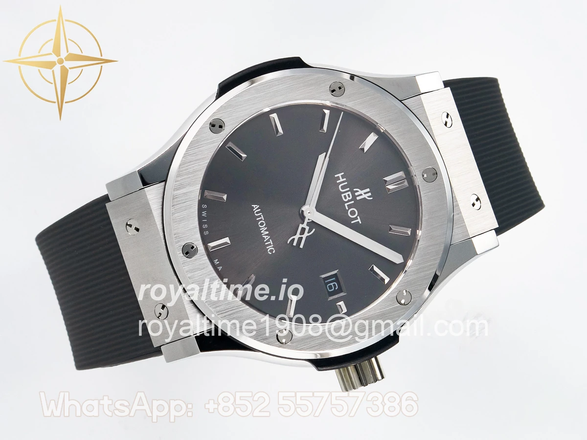 Hublot Classic Fusion Bang 42mm HBF Gray Dial on Gray Rubber Strap A2892 - Image 7