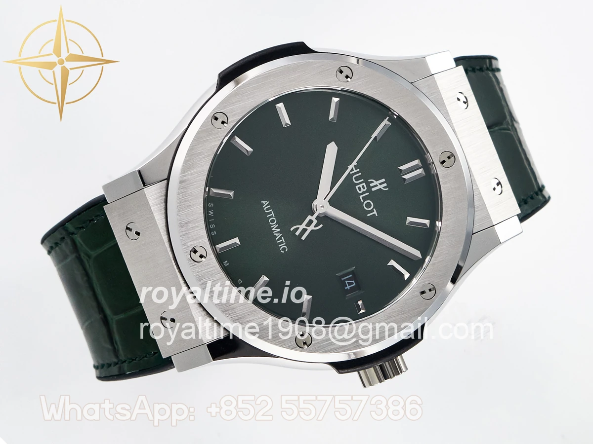 Hublot Classic Fusion Bang 42mm HBF Green Dial on Green Leather Strap A2892 - Image 7
