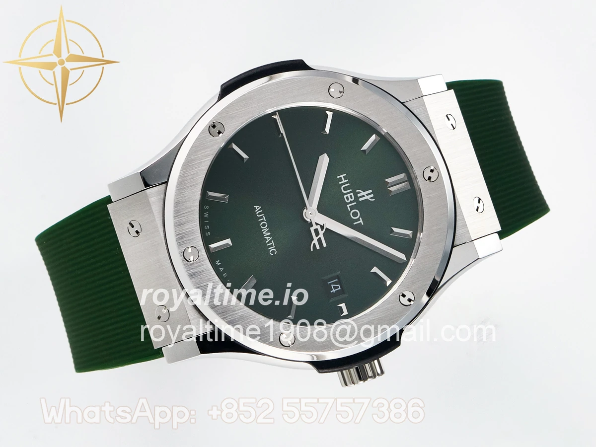 Hublot Classic Fusion Bang 42mm HBF Green Dial on Green Rubber Strap A2892 - Image 7