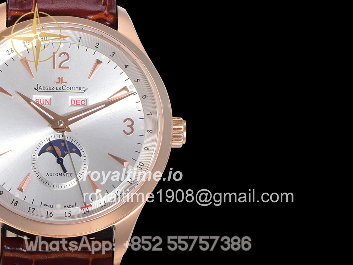 Jaeger-LeCoultre Master Calendar Silver Dial in Rose Gold on Brown Leather Strap - Image 7