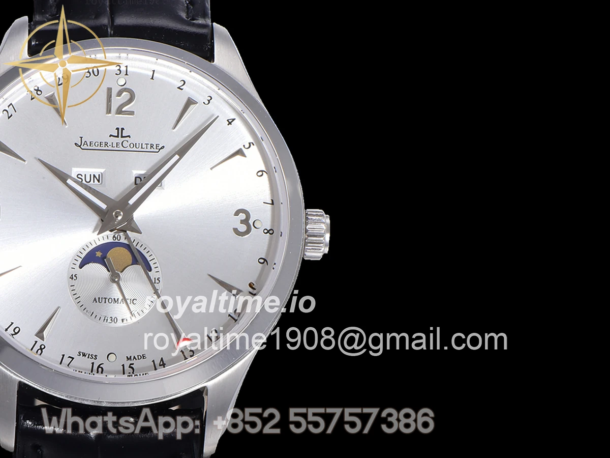 Jaeger-LeCoultre Master Calendar Silver Dial in Steel on Black Leather Strap - Image 7