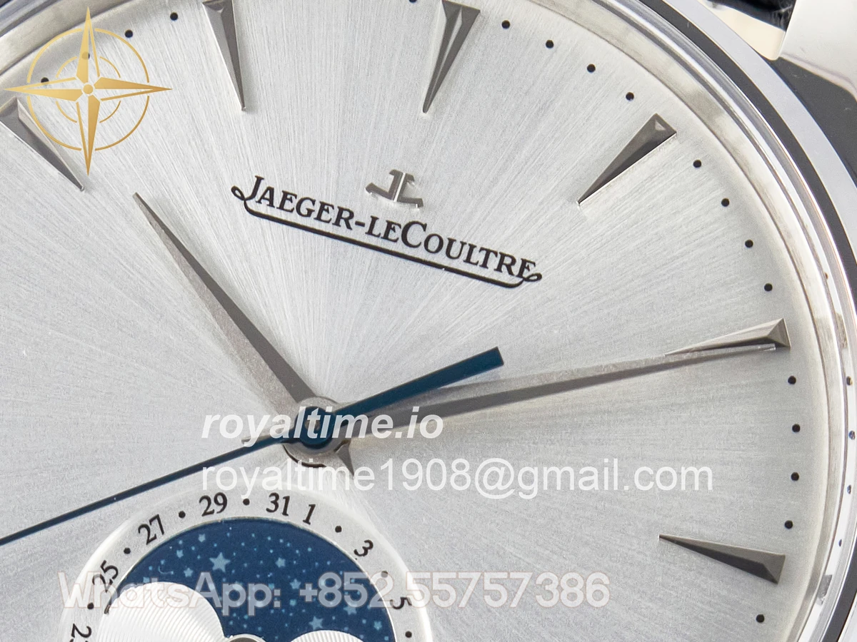 Jaeger-LeCoultre Master Ultra Thin Moon 1368420 SS Z+F White Dial on Black Leather Strap SA925 - Image 7