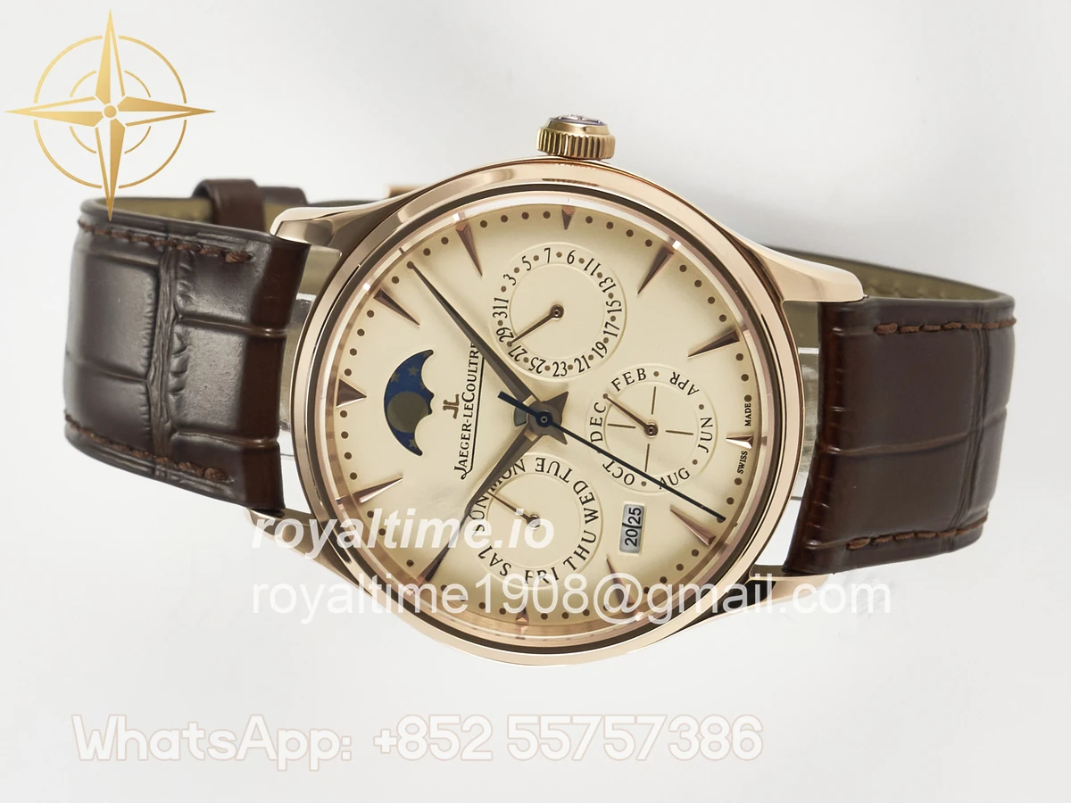 Jaeger-LeCoultre Master Ultra Thin Perpetual Calendar RG V9F Cream Dial on Brown Leather Strap A868 V2 - Image 7