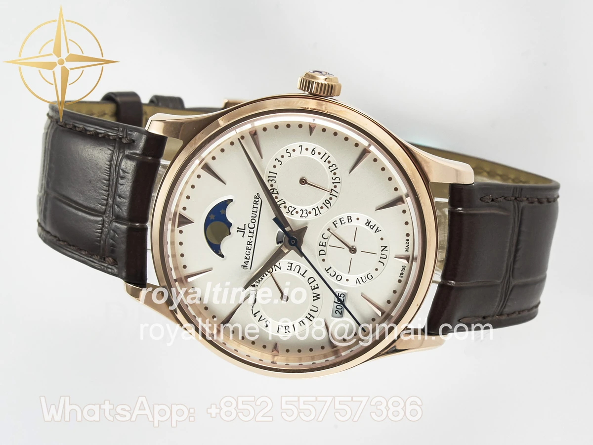 Jaeger-LeCoultre Master Ultra Thin Perpetual Calendar RG V9F White Dial on Brown Leather Strap A868 V2 - Image 7
