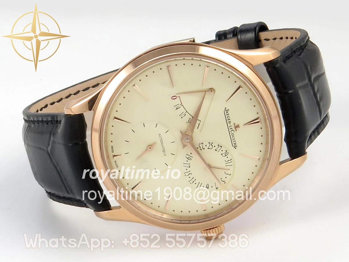 Jaeger-LeCoultre Master Ultra Thin Power Reserve RG APSF Cream Dial on Brown Leather Strap DD938 - Image 7